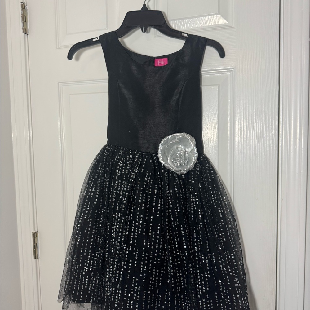 Elegant Black Kids Dress with Silver Accents